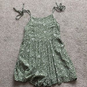 flowy green leopard print romper
